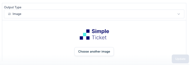 Image showing output type set to "image" and the option to upload an image from your computer